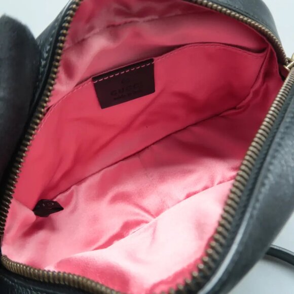 100% Authentic GUCCI Black&White Leather Shoulder Bag 796-102824 - Picture 10 of 12